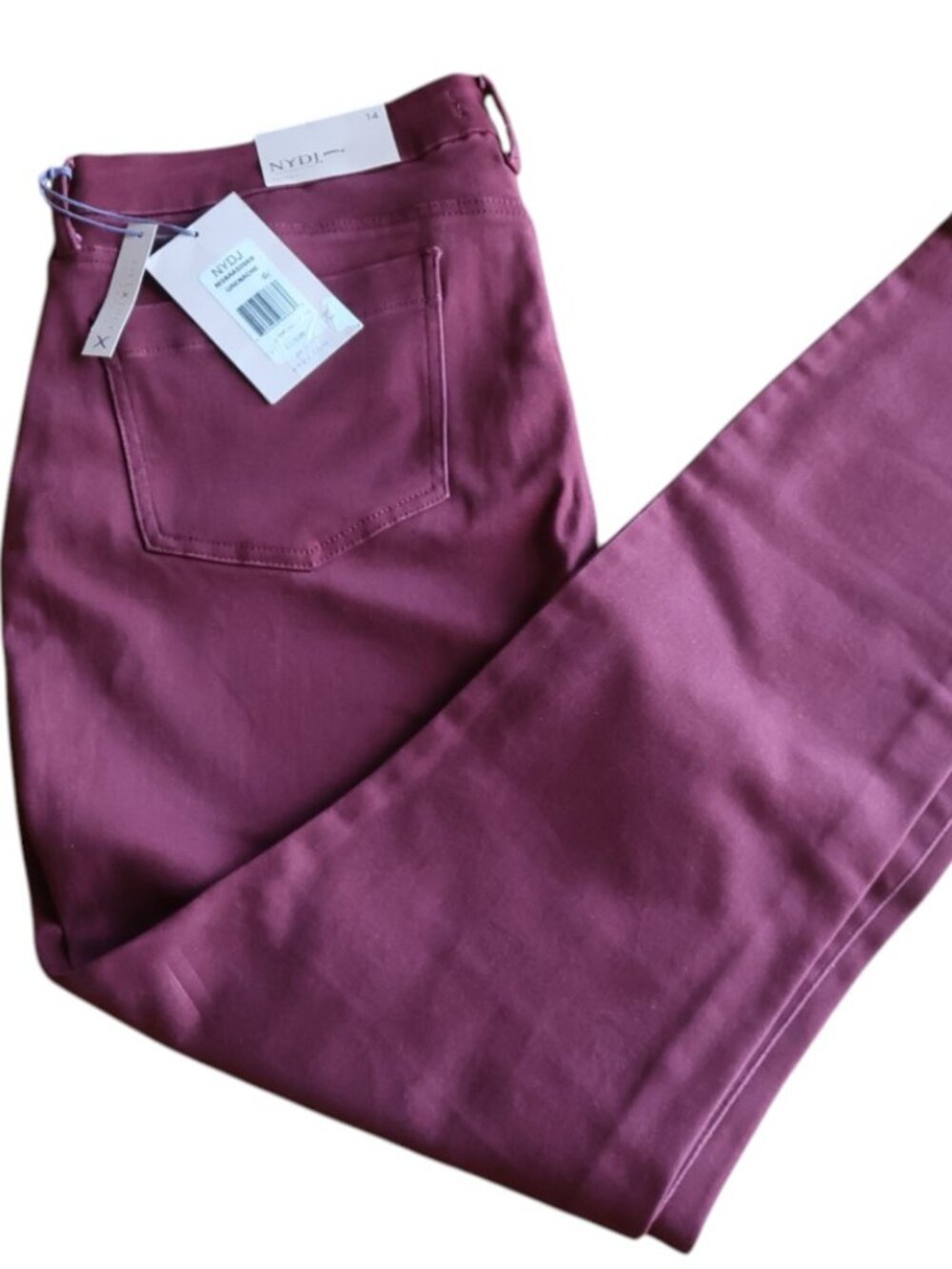 NYDJ Burgundy Skinny Jeans Lift Tuck Size 14 NWT Stretch - Picture 4 of 11